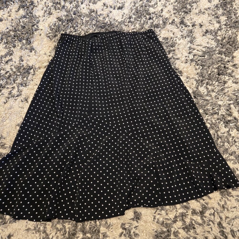 Carrol Reed Polka Dot Ruffle Hem Midi Skirt 2X